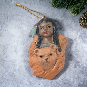 Vintage Ornament Southwestern Native American Hand Painted Plaster Tree (G)